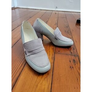 Girotti Square Heeled Womens 36 Office Shoe Italy Leather Suede Loafer Pump